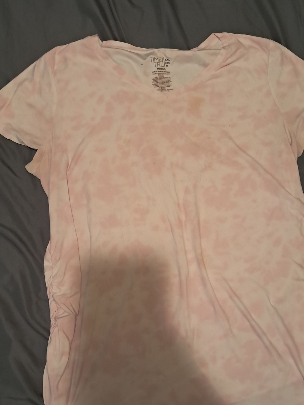 Time and Tru Soft Pastel Pink Tie-Dye V-Neck Short Sleeve Tee